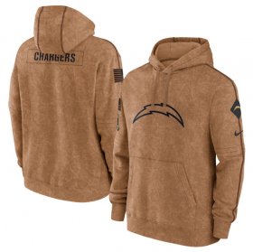 Wholesale Cheap Men\'s Los Angeles Chargers 2023 Brown Salute to Service Pullover Hoodie
