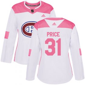 Wholesale Cheap Adidas Canadiens #31 Carey Price White/Pink Authentic Fashion Women\'s Stitched NHL Jersey