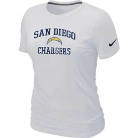 Wholesale Cheap Women\'s Nike Los Angeles Chargers Heart & Soul NFL T-Shirt White