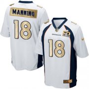 Wholesale Cheap Nike Broncos #18 Peyton Manning White Men's Stitched NFL Game Super Bowl 50 Collection Jersey