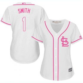 Wholesale Cheap Cardinals #1 Ozzie Smith White/Pink Fashion Women\'s Stitched MLB Jersey