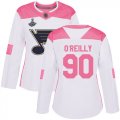Wholesale Cheap Adidas Blues #90 Ryan O'Reilly White/Pink Authentic Fashion Stanley Cup Champions Women's Stitched NHL Jersey