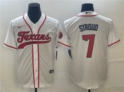 Wholesale Cheap Men's Houston Texans #7 C.J. Stroud White With Patch Cool Base Stitched Baseball Jersey