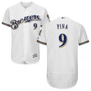 Wholesale Cheap Brewers #9 Manny Pina White Flexbase Authentic Collection Stitched MLB Jersey