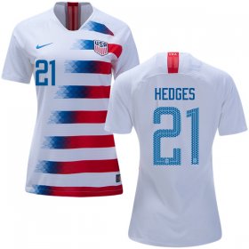 Wholesale Cheap Women\'s USA #21 Hedges Home Soccer Country Jersey