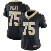 Wholesale Cheap Nike Saints #75 Andrus Peat Black Team Color Women's Stitched NFL Vapor Untouchable Limited Jersey