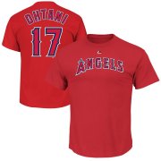 Wholesale Cheap Los Angeles Angels #17 Shohei Ohtani Majestic Official Name & Number T-Shirt Red