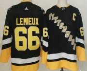 Wholesale Cheap Men's Pittsburgh Penguins #66 Mario Lemieux Black Alternate Authentic Jersey