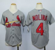 Wholesale Cheap Cardinals #4 Yadier Molina Grey Cool Base Stitched Youth MLB Jersey