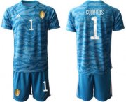 Wholesale Cheap Belgium 1 COURTOIS Blue Goalkeeper UEFA Euro 2020 Soccer Jersey