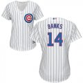 Wholesale Cheap Cubs #14 Ernie Banks White(Blue Strip) Home Women's Stitched MLB Jersey