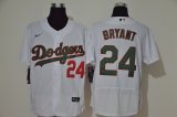 Wholesale Cheap Men's Los Angeles Dodgers #24 Kobe Bryant White With Green Name Stitched MLB Flex Base Nike Jersey
