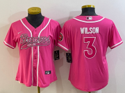 Wholesale Cheap Women's Denver Broncos #3 Russell Wilson Pink With Patch Cool Base Stitched Baseball Jersey