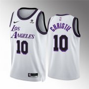 Wholesale Cheap Men's Los Angeles Lakers #10 Max Christie White City Edition Stitched Basketball Jersey