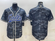 Wholesale Cheap Men's Indianapolis Colts Blank Grey Camo With Patch Cool Base Stitched Baseball Jersey