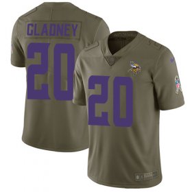 Wholesale Cheap Nike Vikings #20 Jeff Gladney Olive Youth Stitched NFL Limited 2017 Salute To Service Jersey