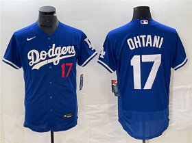 Cheap Men\'s Los Angeles Dodgers #17 Shohei Ohtani Blue Flex Base Stitched Baseball Jersey