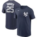 Wholesale Cheap New York Yankees #25 Gleyber Torres Nike Name & Number T-Shirt Navy