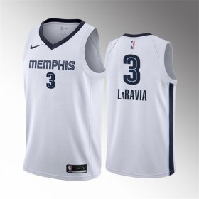 Wholesale Cheap Men\'s Memphis Grizzlies #3 Jake LaRavia 75th Anniversary Statement Edition White Stitched Basketball Jersey