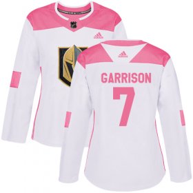 Wholesale Cheap Adidas Golden Knights #7 Jason Garrison White/Pink Authentic Fashion Women\'s Stitched NHL Jersey