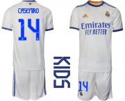 Wholesale Cheap Youth 2021-2022 Club Real Madrid home white 14 Soccer Jerseys