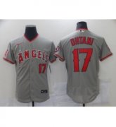 Wholesale Cheap Men's Los Angeles Angels of Anaheim #17 Shohei Ohtani Grey Road Flex Base Authentic Collection Jersey
