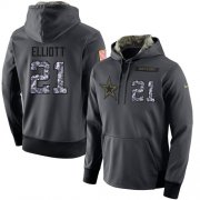 Wholesale Cheap NFL Men's Nike Dallas Cowboys #21 Ezekiel Elliott Stitched Black Anthracite Salute to Service Player Performance Hoodie