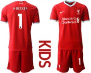 Wholesale Cheap Youth 2020-2021 club Liverpool home 1 red Soccer Jerseys