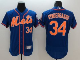 Wholesale Cheap Mets #34 Noah Syndergaard Blue Flexbase Authentic Collection Stitched MLB Jersey