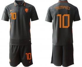 Wholesale Cheap Men 2020-2021 European Cup Netherlands away black 10 Nike Soccer Jersey
