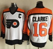 Wholesale Cheap Flyers #16 Bobby Clarke White/Black CCM Throwback Stitched NHL Jersey
