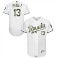 Wholesale Cheap Royals #13 Salvador Perez White Flexbase Authentic Collection Memorial Day Stitched MLB Jersey