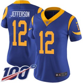 Wholesale Cheap Nike Rams #12 Van Jefferson Royal Blue Alternate Women\'s Stitched NFL 100th Season Vapor Untouchable Limited Jersey