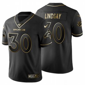 Wholesale Cheap Denver Broncos #30 Phillip Lindsay Men\'s Nike Black Golden Limited NFL 100 Jersey