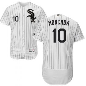 Wholesale Cheap White Sox #10 Yoan Moncada White(Black Strip) Flexbase Authentic Collection Stitched MLB Jersey