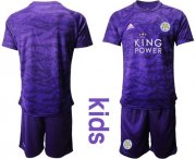 Wholesale Cheap Leicester City Blank Purple Goalkeeper Kid Soccer Club Jersey