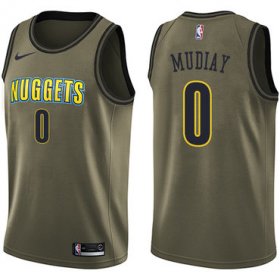 Wholesale Cheap Nike Denver Nuggets #0 Emmanuel Mudiay Green Salute to Service NBA Swingman Jersey