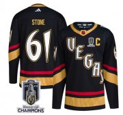 Wholesale Cheap Men's Vegas Golden Knights #61 Mark Stone Black 2023 Stanley Cup Champions Reverse Retro Stitched Jersey