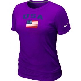 Wholesale Cheap Women\'s USA Olympics USA Flag Collection Locker Room T-Shirt Purple