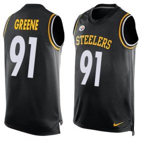 Wholesale Cheap Nike Steelers #91 Kevin Greene Black Team Color Men\'s Stitched NFL Limited Tank Top Jersey