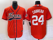 Wholesale Cheap Men's Detroit Tigers #24 Miguel Cabrera Orange Cool Base Stitched Baseball Jersey