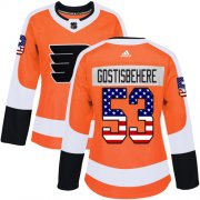 Wholesale Cheap Adidas Flyers #53 Shayne Gostisbehere Orange Home Authentic USA Flag Women's Stitched NHL Jersey