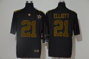 Wholesale Cheap Men's Dallas Cowboys #21 Ezekiel Elliott Black 2020 Nike Flocked Leopard Print Vapor Limited NFL Jersey