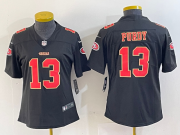 Cheap Women's San Francisco 49ers #13 Brock Purdy Black Red Fashion Vapor Limited Stitched Jersey