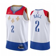 Wholesale Cheap Nike Pelicans #2 Lonzo Ball White NBA Swingman 2020-21 City Edition Jersey