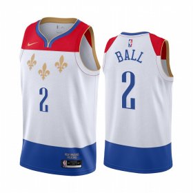 Wholesale Cheap Nike Pelicans #2 Lonzo Ball White NBA Swingman 2020-21 City Edition Jersey
