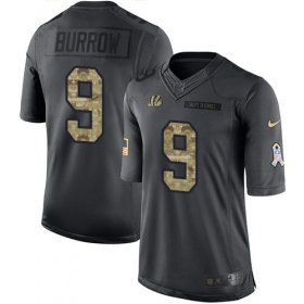Wholesale Cheap Nike Bengals #9 Joe Burrow Black Youth Stitched NFL Limited 2016 Salute to Service Jersey