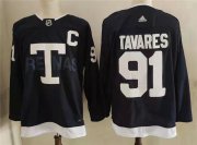 Wholesale Cheap Men's Toronto Maple Leafs 91 John Tavares Navy 2022 NHL Heritage Classic Adidas Jersey