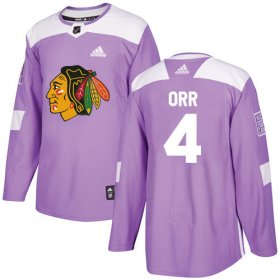 Wholesale Cheap Adidas Blackhawks #4 Bobby Orr Purple Authentic Fights Cancer Stitched NHL Jersey