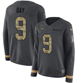 Wholesale Cheap Nike Buccaneers #9 Matt Gay Anthracite Salute to Service Women\'s Stitched NFL Limited Therma Long Sleeve Jersey